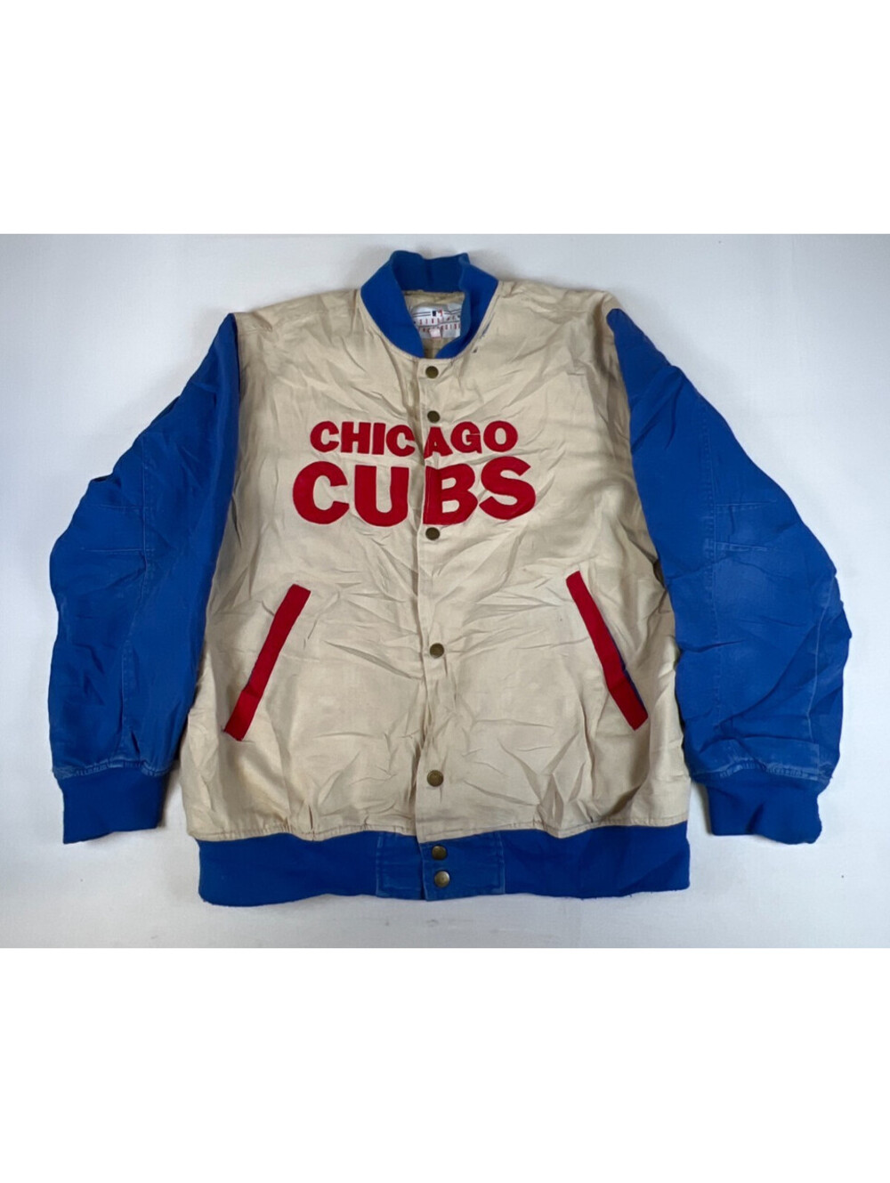 Genuine Merchandise Chicago Cubs Men M Tan Blue MLB Snap Front Jacket